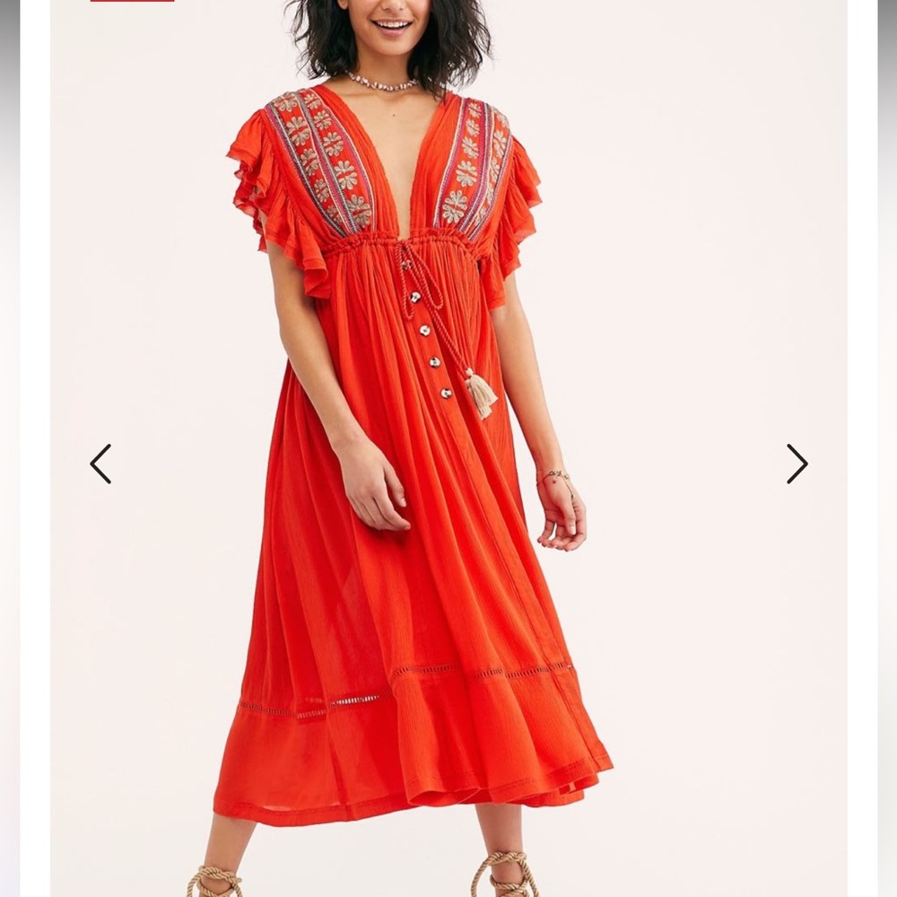 Free People “Will Wait For You Midi Dress”   Like New.